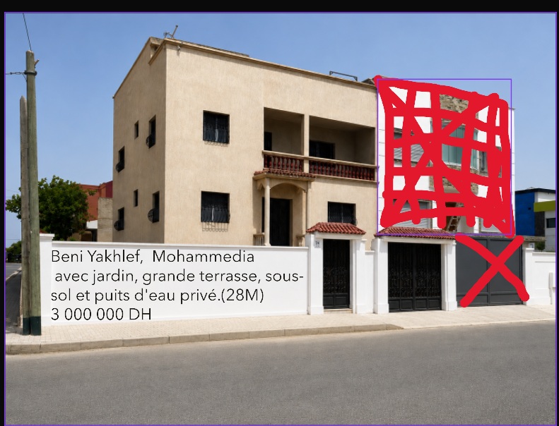 Façade de la villa à vendre à Bni Yakhlef